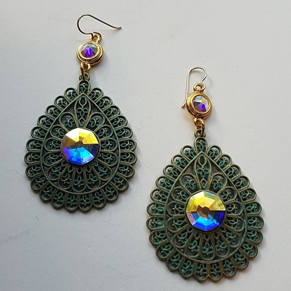 GASOLINE GLAMOUR Jewelry - GYPSY MEDALLION patina drop OPAL earrings new GASOLINE GLAMOUR Jewelry - GYPSY MEDALLION patina drop OPAL earrings new